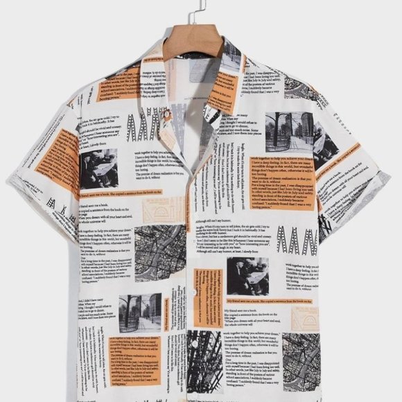 undefined Other - Casual Street Style Summer Men's Slogan & Picture Print Shirt